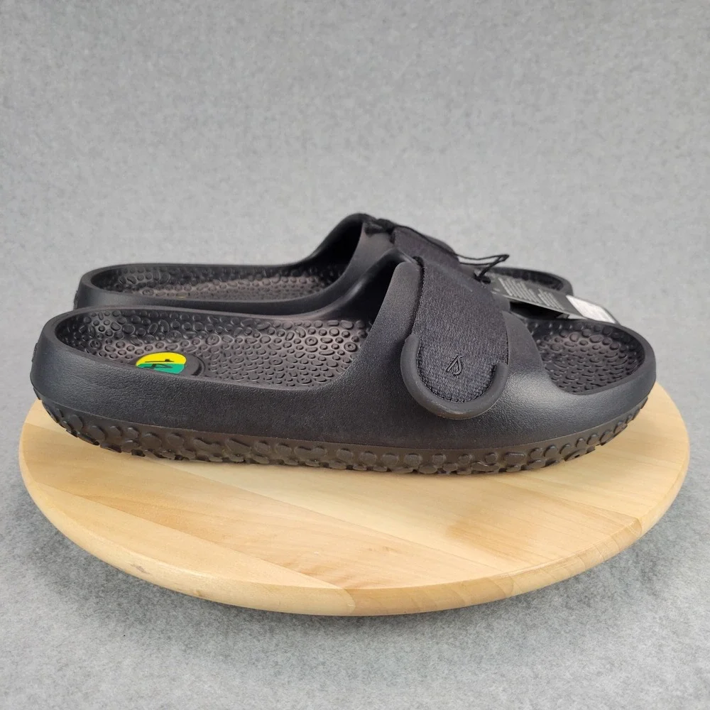 Allbirds Sugar‎ Slider Men Size 14 Black Sustainable SweetFoam Adjustable Strap